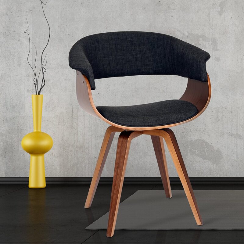 Armen Living Summer Chair in Charcoal Fabric and Walnut Wood Finish